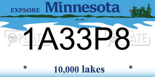 1A33P8 Minnesota License Plate