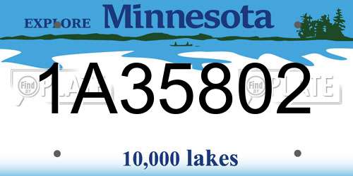 1A35802 Minnesota License Plate