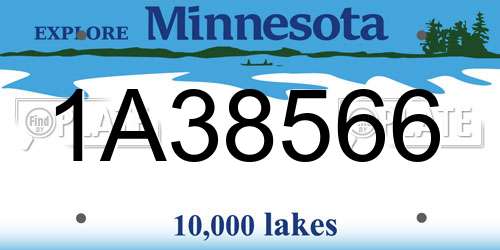 1A38566 Minnesota License Plate