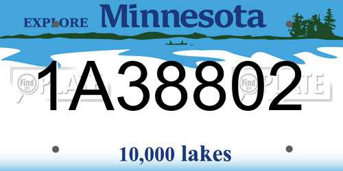 1A38802 Minnesota License Plate