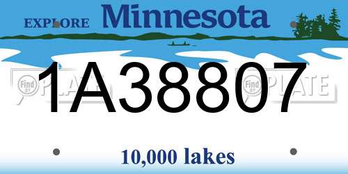 1A38807 Minnesota License Plate