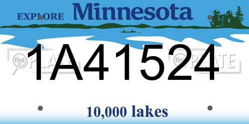 1A41524 Minnesota License Plate