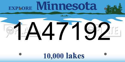 1A47192 Minnesota License Plate