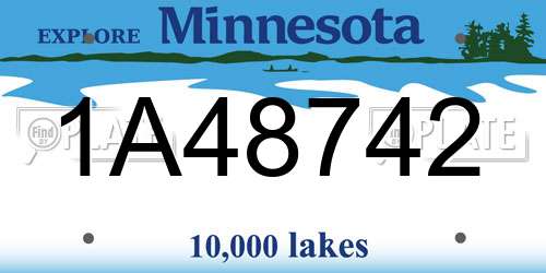 1A48742 Minnesota License Plate