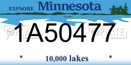 1A50477 Minnesota License Plate