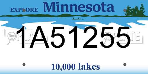 1A51255 Minnesota License Plate