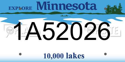 1A52026 Minnesota License Plate