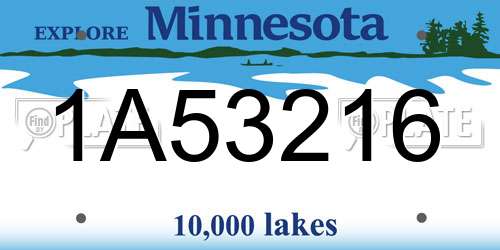 1A53216 Minnesota License Plate