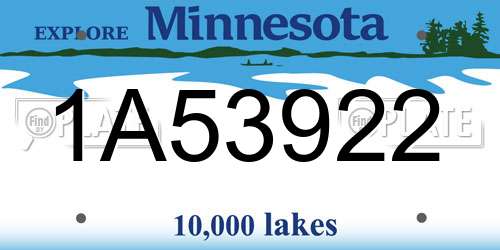 1A53922 Minnesota License Plate
