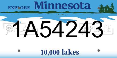 1A54243 Minnesota License Plate