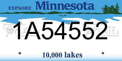 1A54552 Minnesota License Plate