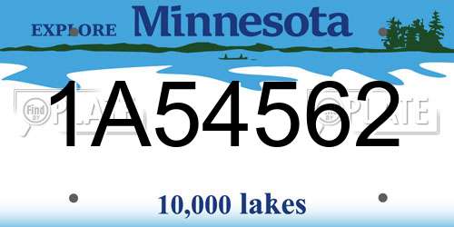 1A54562 Minnesota License Plate