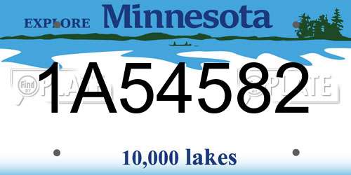 1A54582 Minnesota License Plate