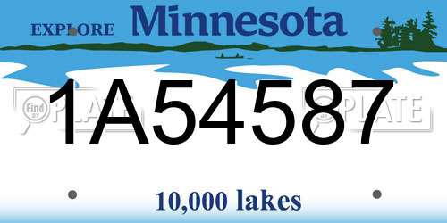 1A54587 Minnesota License Plate