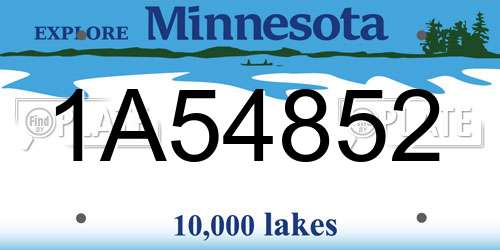 1A54852 Minnesota License Plate