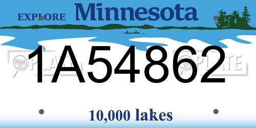 1A54862 Minnesota License Plate
