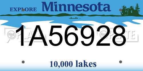 1A56928 Minnesota License Plate