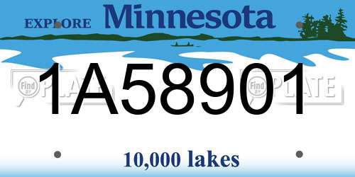 1A58901 Minnesota License Plate