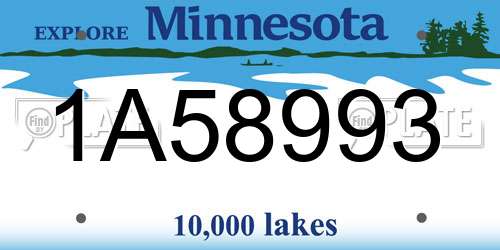 1A58993 Minnesota License Plate