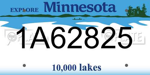 1A62825 Minnesota License Plate