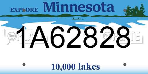 1A62828 Minnesota License Plate