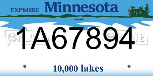 1A67894 Minnesota License Plate