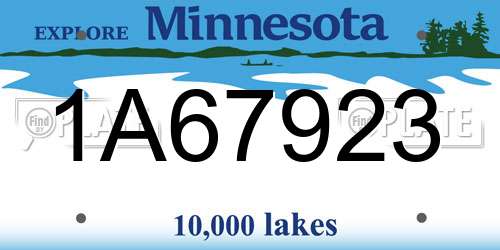 1A67923 Minnesota License Plate