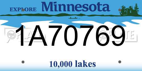 1A70769 Minnesota License Plate
