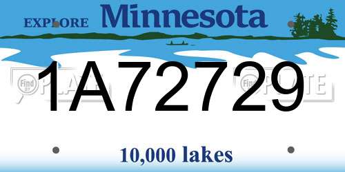 1A72729 Minnesota License Plate