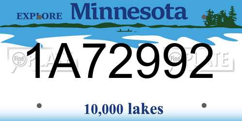 1A72992 Minnesota License Plate