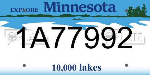 1A77992 Minnesota License Plate