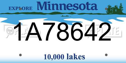 1A78642 Minnesota License Plate