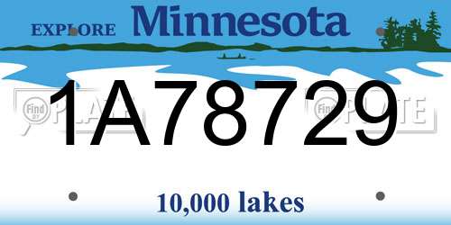1A78729 Minnesota License Plate