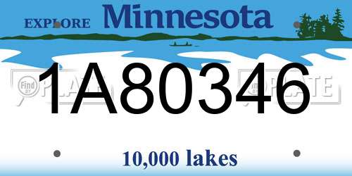 1A80346 Minnesota License Plate