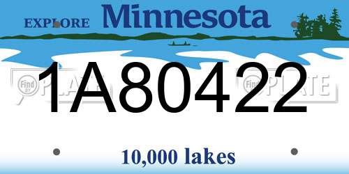 1A80422 Minnesota License Plate