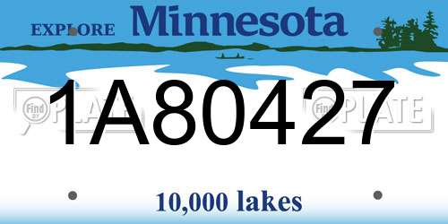 1A80427 Minnesota License Plate