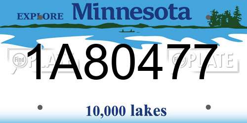 1A80477 Minnesota License Plate