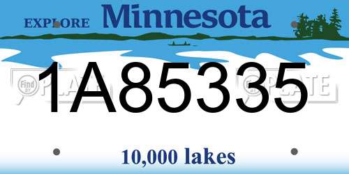 1A85335 Minnesota License Plate