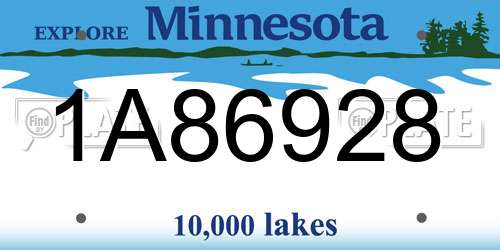 1A86928 Minnesota License Plate