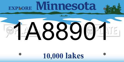 1A88901 Minnesota License Plate