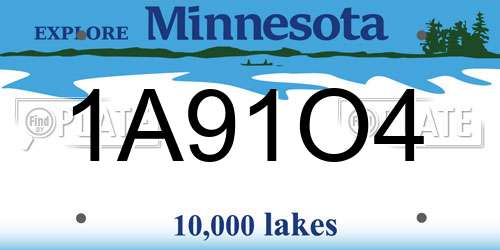 1A91O4 Minnesota License Plate