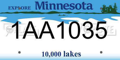 1AA1035 Minnesota License Plate