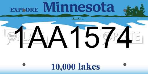1AA1574 Minnesota License Plate