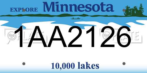 1AA2126 Minnesota License Plate