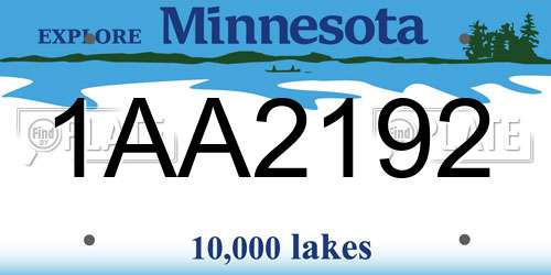 1AA2192 Minnesota License Plate