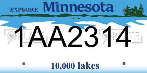1AA2314 Minnesota License Plate