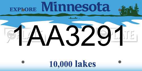 1AA3291 Minnesota License Plate
