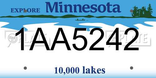 1AA5242 Minnesota License Plate