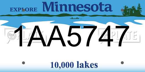 1AA5747 Minnesota License Plate