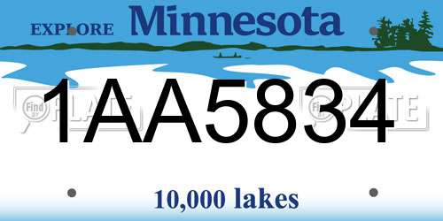 1AA5834 Minnesota License Plate